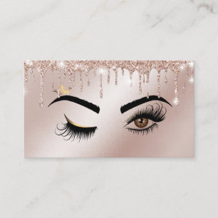 Carte De Visite Rose Gold Drips Étincelle Lashes Wink Eye Maquilla