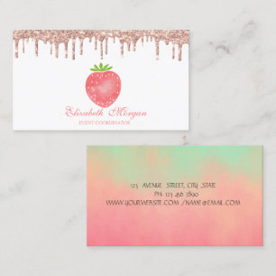 Carte de visite Rose Gold Drips Fraise