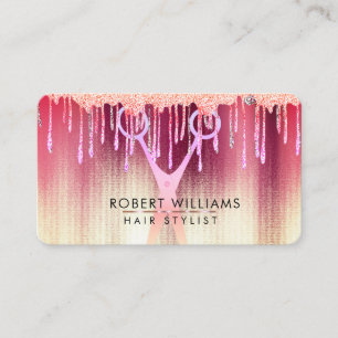 Carte De Visite Rose Gold Drives Ciseaux Artiste maquillage cheveu