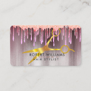 Carte De Visite Rose Gold Drives Ciseaux Artiste maquillage cheveu