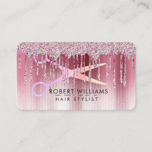 Carte De Visite Rose Gold Drives Ciseaux Artiste maquillage cheveu