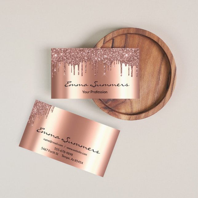 Carte De Visite Rose Gold Drives Metal Elegant Personnaliser Parti (Créateur téléchargé)