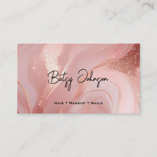 Carte De Visite Rose Gold Élégant et Marbre Pailleté
