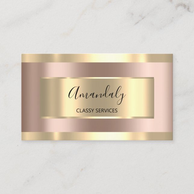 Carte De Visite Rose Gold encadré Élégant professionnel moderne (Devant)