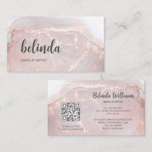 Carte De Visite Rose Gold  Encre Marbre   Code QR