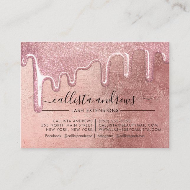 Carte De Visite Rose Gold épais Parties scintillant Lashes (Devant)