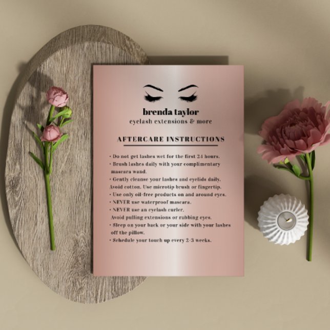 Carte De Visite Rose Gold Eyelash Browbar Instructions de suivi (Créateur téléchargé)