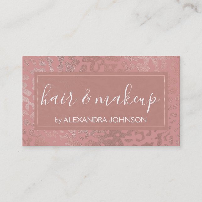 Carte De Visite Rose Gold Foil Cheetah Motif animal (Devant)