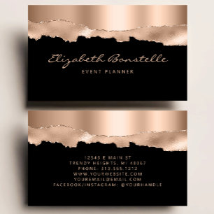 Carte De Visite Rose Gold Foil Noir Luxe