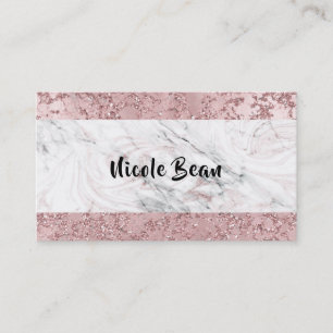 Carte De Visite Rose Gold Glam moderne Marbre & Parties scintillan