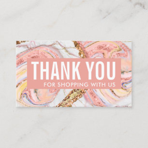 Carte De Visite Rose Gold & Gold Geode Marble Business Merci