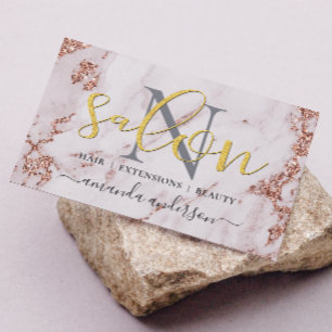 Carte De Visite Rose Gold & Gold Salon Chic