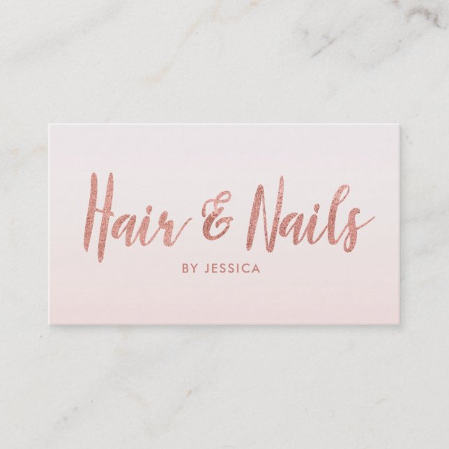 Carte De Visite Rose Gold Hair Nails Beauté Salon Cosmetologue (Devant)