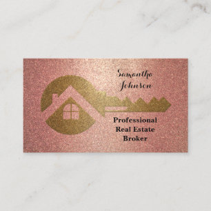 Carte de visite rose Gold Key Real Estate Broker