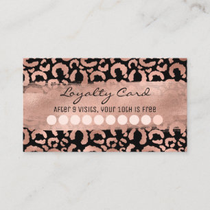 Carte De Visite Rose Gold Léopard Coup de Pinceau Foil Fidélité
