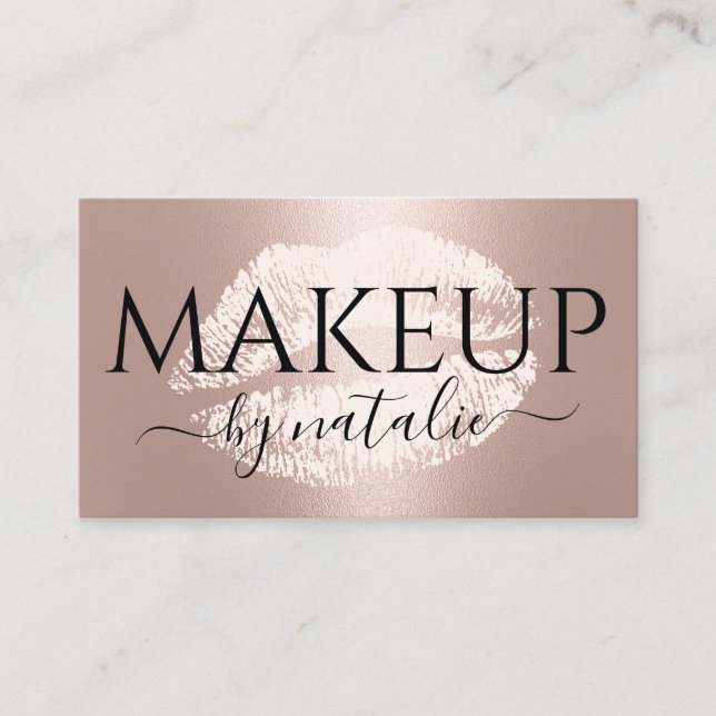 Carte De Visite Rose Gold Lips Kiss Maquillage Artiste Beauté Salo (Devant)