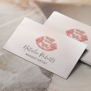 Carte De Visite Rose Gold Lips Maquillage Artiste Beauté Salon Pe