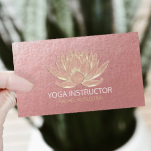 Carte De Visite Rose Gold Lotus Yoga Méditation Reiki Instructeur