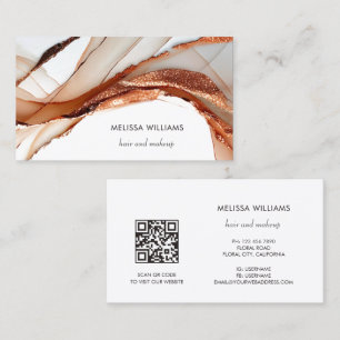 Carte De Visite Rose Gold Luxueux Élégant Abstrait 3D Code QR