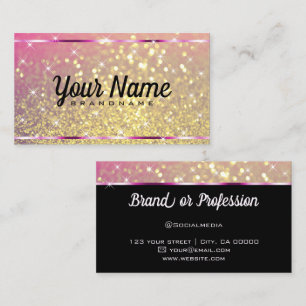 Carte De Visite Rose Gold Luxueux Paillettes Lumineuses Étoiles Él