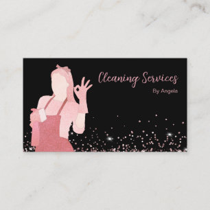 Carte De Visite Rose Gold Maid Cleaning Services Parties scintilla