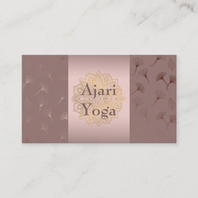 Carte De Visite Rose Gold Main tiré Floral Yoga instructeur (Devant)