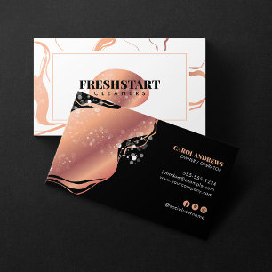 Carte De Visite Rose Gold Marble Accueil Nettoyage Service de ména