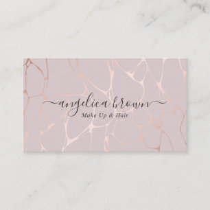 Carte De Visite Rose Gold Marble Motif Signature Script