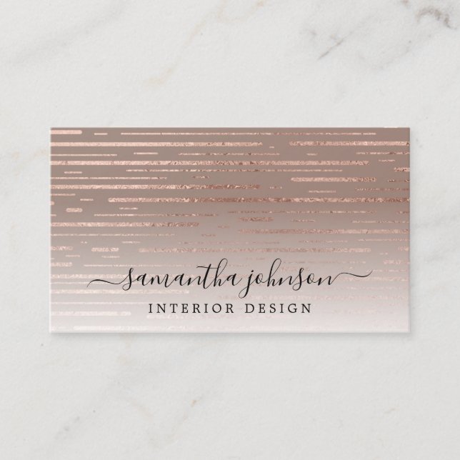 Carte De Visite Rose Gold Metallic Gris Gris Élégant (Devant)