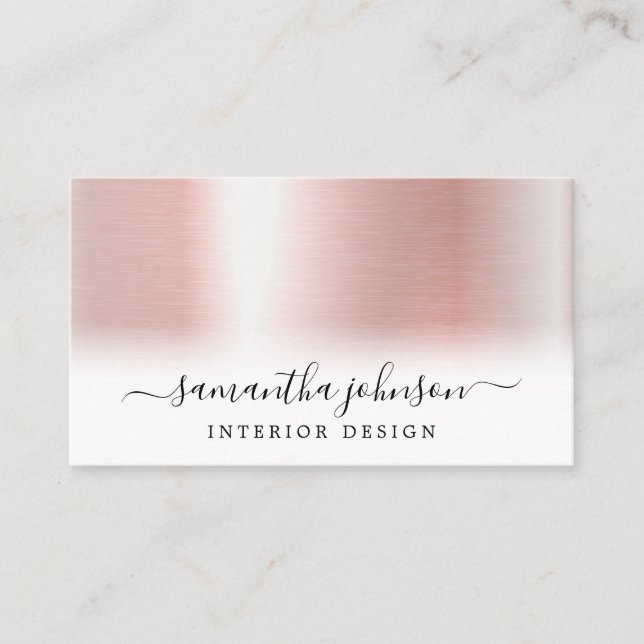 Carte De Visite Rose Gold Metallic Moderne Élégant (Devant)