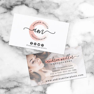 Carte De Visite Rose Gold Minimalist Paint Swash Custom Logo Photo