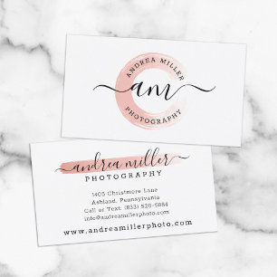 Carte De Visite Rose Gold Minimaliste Peinture Douce Logo Personna