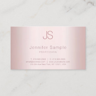 Carte De Visite Rose Gold Modern Modèle Élégant Monogramme simple