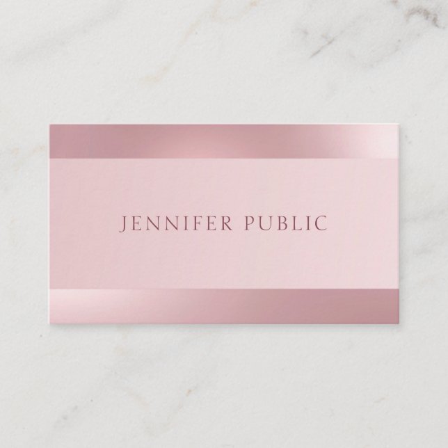 Carte De Visite Rose Gold Moderne Élégant Glamour Modèle (Devant)