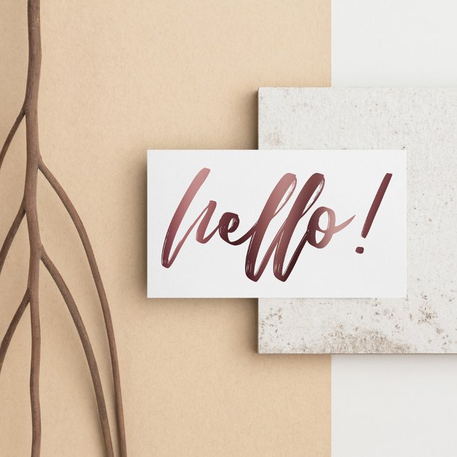 Carte De Visite Rose Gold Ombre Bonjour à l'écriture manuscrite su (Créateur téléchargé)