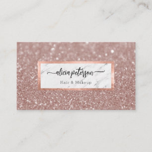 Carte De Visite Rose Gold Pailleté Marbre Maquilleuse Cheveux