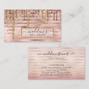 Carte De Visite Rose Gold Parties scintillant Drives Nail Salon Pr