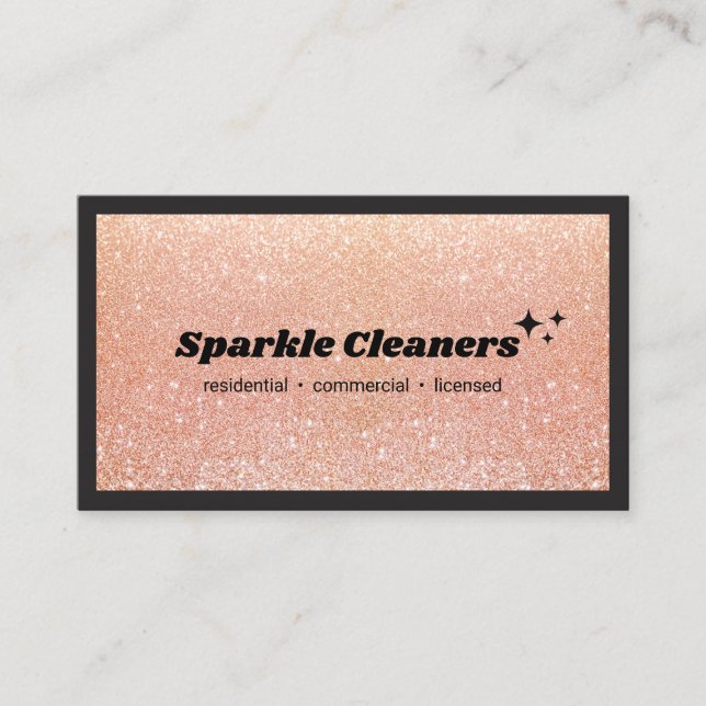 Carte De Visite Rose Gold Parties scintillant House Service de net (Devant)