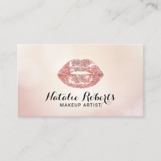 Carte De Visite Rose  Gold Parties scintillant Lips Beauty Salon
