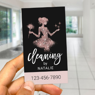 Carte De Visite Rose Gold Parties scintillant Maid House Service d