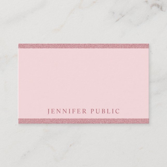 Carte De Visite Rose Gold Parties scintillant Moderne Élégant Simp (Devant)