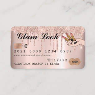 Carte De Visite Rose Gold Parties scintillant MUA Beauté Salon Car