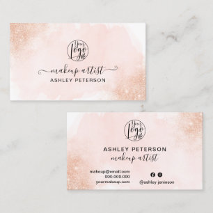 Carte De Visite Rose Gold parties scintillant pinceau rose