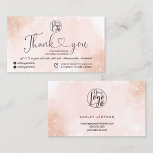 Carte De Visite Rose Gold parties scintillant rose coeur logo merc