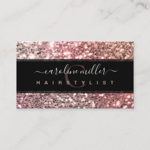 Carte De Visite Rose Gold Parties scintillant rose Monogramme Beau
