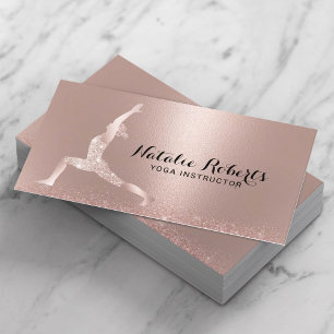 Carte De Visite Rose Gold Parties scintillant Yoga Pose instructeu