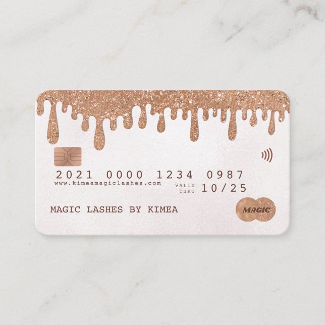 Carte De Visite Rose Gold Pearl Cuivre Parties scintillant de luxe (Devant)