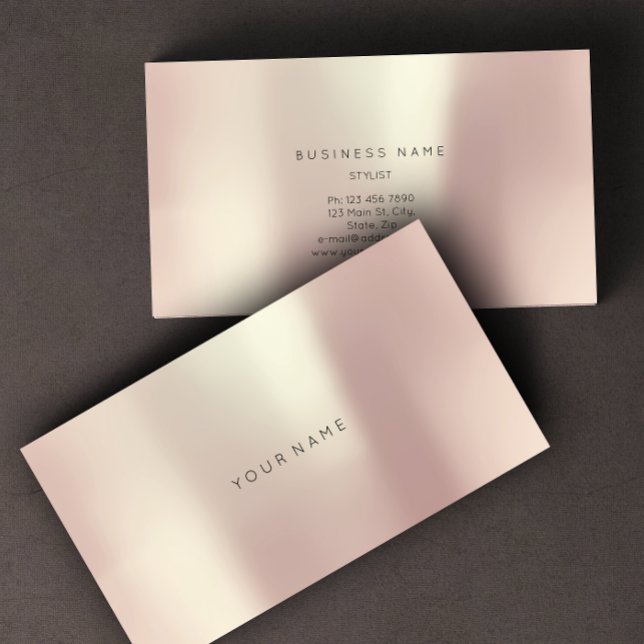 Carte De Visite Rose Gold Pearly Abstrait Minimal Vip Metallic (Rose Gold Pearly Abstract Minimal Vip Metallic Business Card )