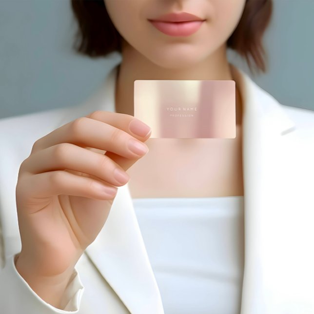 Carte De Visite Rose Gold Pearly Minimal Silk Metallic Blanc (Rose Gold Pearly Minimal Silk Metallic White Business Card)