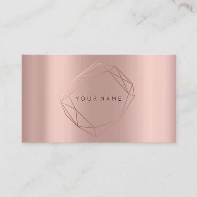 Carte De Visite Rose Gold Pearly Poligonal Frame Lux Copper Peach (Devant)